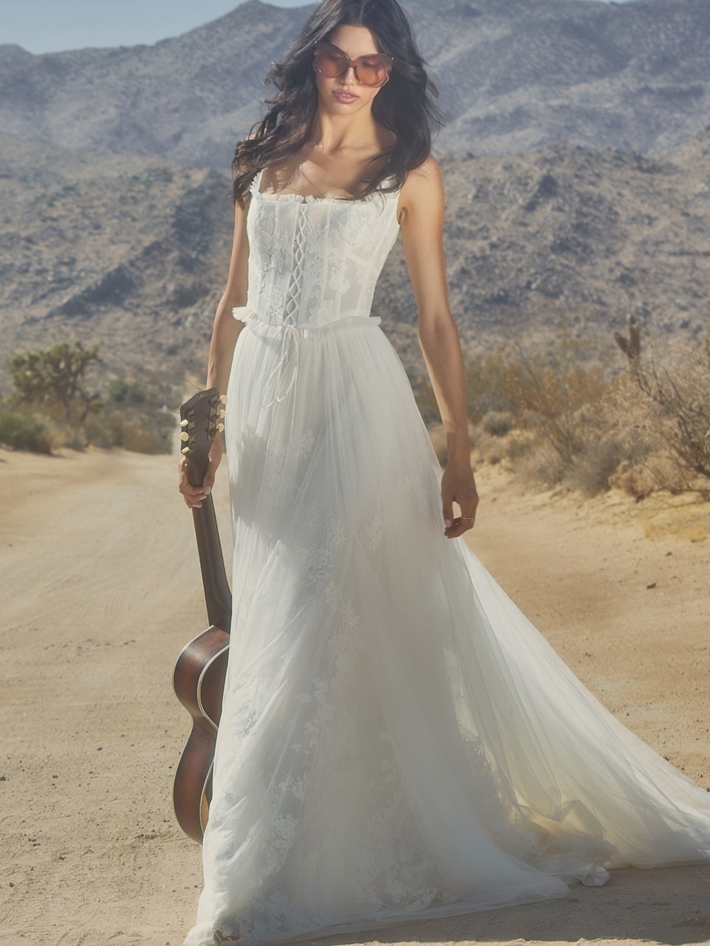 Elegant White Lace Maxi Dress with Corset Bodice